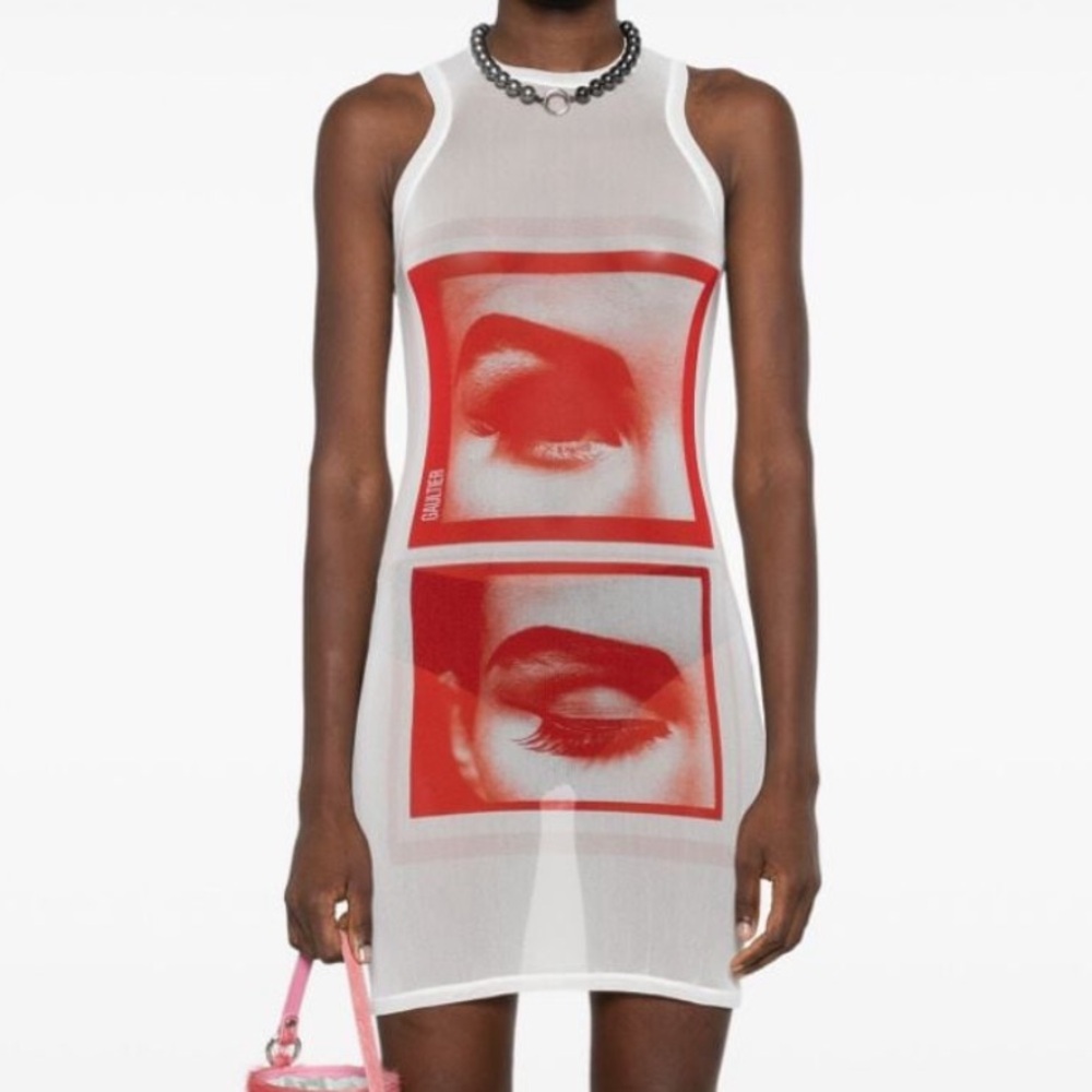 JEAN PAUL GAULTIER
Eyes And Lips Mesh Tank Top Short Dress sz small. Never worn